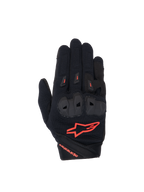 Alpinestars Stella SP X 1 Gloves, women's road racing gear in black and red fluo with ventilated textile and TPR knuckles.