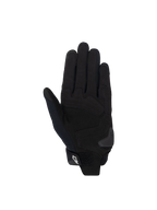 Alpinestars Stella SP X 1, luvas de moto para mulher, pretas, vista da palma em couro sintético com reforços de proteção e fecho de velcro, certificadas CE