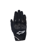 Alpinestars Stella SP X 1, luvas de moto desportivas para mulher, pretas e brancas, com proteção TPR nos nós dos dedos, certificadas CE, construção em têxtil e couro sintético.