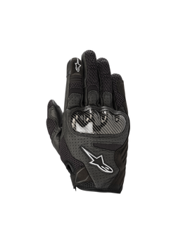 Black Alpinestars Stella SMX1-Air V2 women's motorcycle gloves with perforated leather and hard knuckle protection.