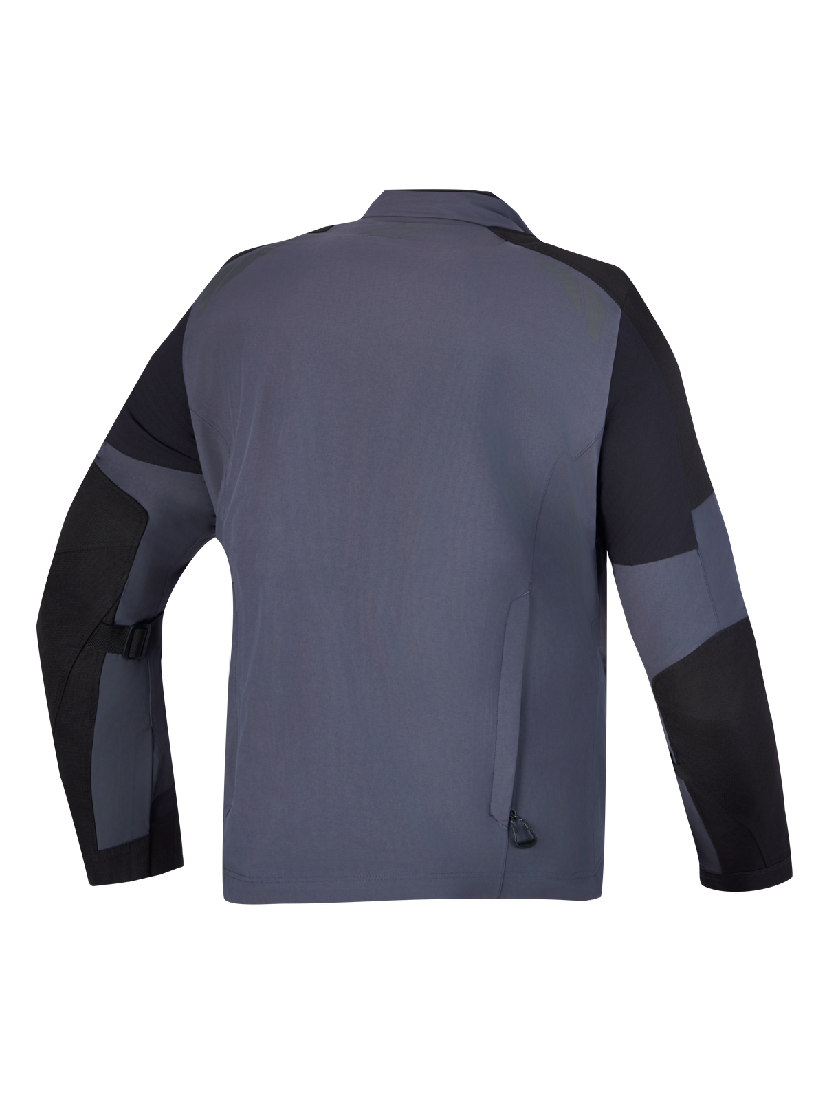 Alpinestars Arenis Gore-Tex Jacket, casaco de moto adventure touring preto e cinzento-escuro, vista traseira com construção laminada impermeável e proteção certificada CE