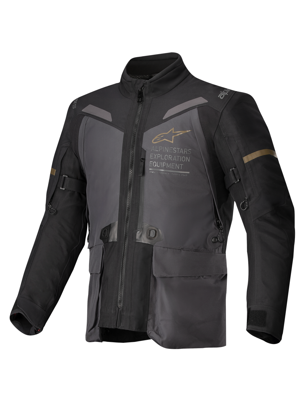 Alpinestars Jaqueta ST-7 2L GORE-TEX, casaco de moto touring para homem, cinzento, preto e caqui, construção laminada impermeável, certificado CE