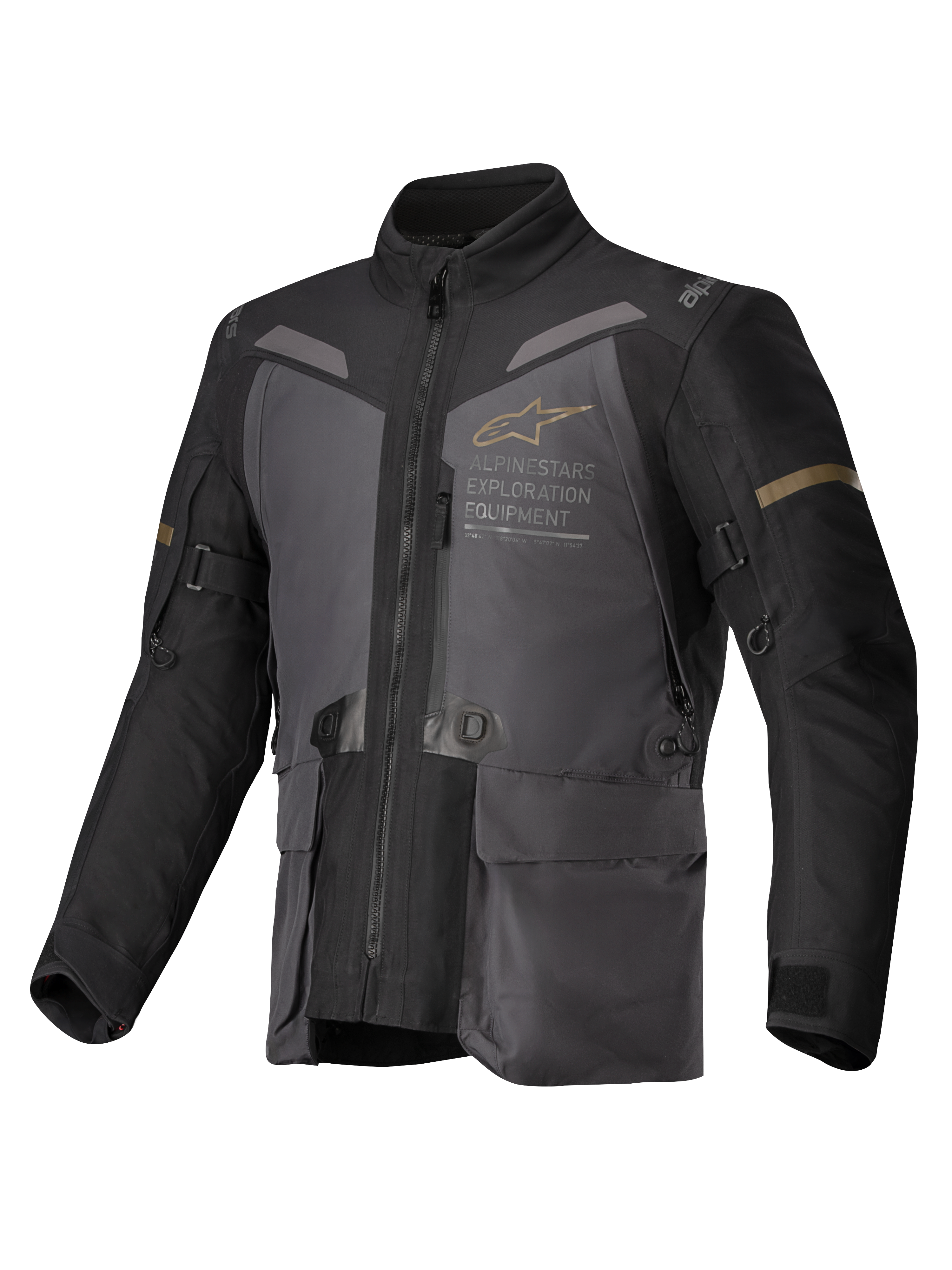 Alpinestars Jaqueta ST-7 2L GORE-TEX, casaco de moto touring para homem, cinzento, preto e caqui, construção laminada impermeável, certificado CE