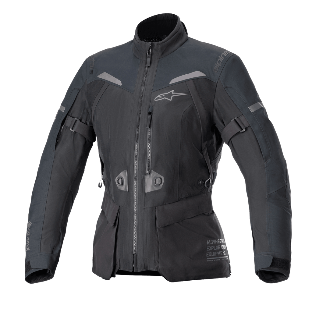 Alpinestars Jaqueta Stella ST-7 2L GORE-TEX, casaco de moto para mulher, preto e cinzento escuro, impermeável laminado GORE-TEX, certificado CE