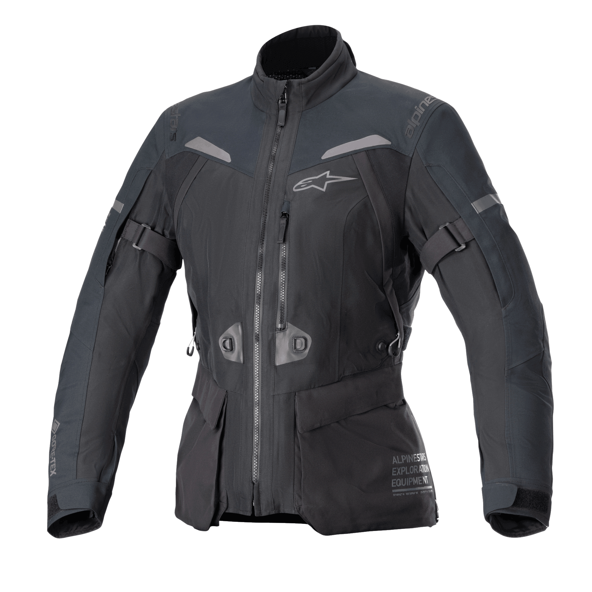 Alpinestars Jaqueta Stella ST-7 2L GORE-TEX, casaco de moto para mulher, preto e cinzento escuro, impermeável laminado GORE-TEX, certificado CE