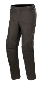 Alpinestars Stella Road Pro GORE-TEX Pants, calças de motociclismo touring para mulher, pretas, tecido impermeável e respirável, joelhos articulados com tecido canelado reforçado, bolsos com fecho de correr e tiras de ajuste na cintura