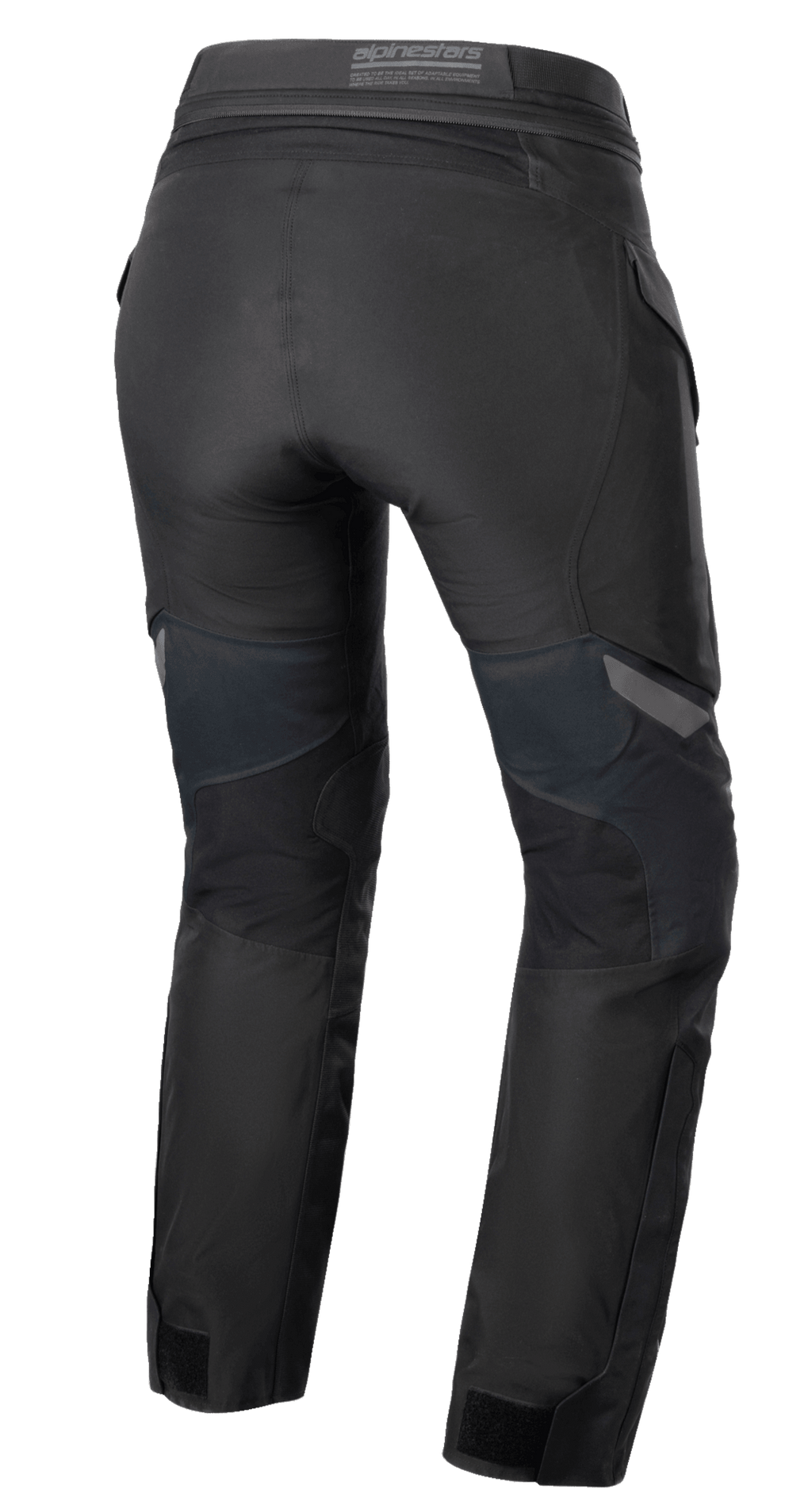 Calças Alpinestars Stella ST-7 2L GORE-TEX para Mulher, preto e cinzento escuro, vista traseira mostrando a construção têxtil de adventure touring, detalhes do escapulário posterior e da cintura.