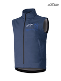 Alpinestars Colete Techstar Softshell, colete de motocross para homem, azul-marinho, construção em softshell elástico à prova de vento com fecho frontal completo e gráficos da marca