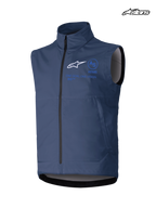 Alpinestars Colete Techstar Softshell, colete de motocross para homem, azul-marinho, construção em softshell elástico à prova de vento com fecho frontal completo e gráficos da marca
