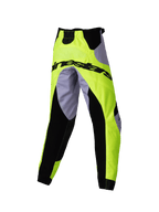 Alpinestars 2025 Kids Racer Veil Pants, calças de motocross, cinza e amarelo néon, com painéis elásticos pretos e logótipo Alpinestars na parte traseira, design ergonómico desportivo para corridas off-road para jovens