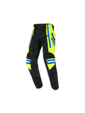 Alpinestars 2026 Kids Racer Nomur, calças de motocross para criança, azul marinho escuro com pormenores em amarelo néon e azul UCLA, logótipo de estrela na coxa, marca 'astars' nos joelhos e design ergonómico pré-curvado para competições de motocross
