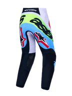 Alpinestars Supertech Dyna, calças de motocross para homem, verde fluo e pretas, vista traseira com zonas respiráveis.