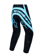 Alpinestars Supertech Vesta, calças de motocross para homem, pretas e turquesa, em rip-stop, ajuste de corrida, vista traseira
