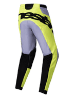 Alpinestars 2025 Racer Veil Pants, calças de motocross, cinzento e amarelo néon, vista traseira com marca preta em destaque no assento, design técnico leve com secções inferiores das pernas em preto e corte pré-curvado