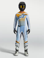 Alpinestars Calças Techstar Maven, calças de motocross para homem, azul e laranja, com corte de corrida e zonas elásticas.