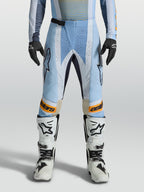 Alpinestars Calças Techstar Maven, calças de motocross para homem, azul e laranja, com ventilação a laser e corte ergonómico.