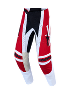 Alpinestars Techstar Maven, calças de motocross para homem, vermelhas e brancas, construção resistente em poliéster 600D com reforço em couro nos joelhos para off-road