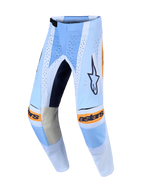 Alpinestars calças Techstar Maven de motocross para homem, azuis e laranja, com perfurações a laser.