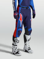 Alpinestars Calças Racer Hunt, calças de motocross para homem, azuis e vermelhas, tecido 600D durável e ajuste pré-curvado