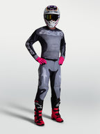 Alpinestars Calças Racer Amber e conjunto de equipamento em cinzento e rosa, vestuário de motocross durável para homem.