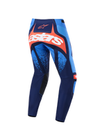 Calças Alpinestars 2026 Techstar Nomur, calças de motocross, azul marinho escuro, laranja e azul UCLA, vista traseira com um logótipo astars branco em destaque num painel laranja, design multi-painel com detalhes em azul claro, painéis interiores dos joelhos em preto, equipamento durável para corridas off-road.