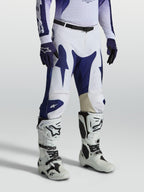 Alpinestars Racer Air Amber, calças de motocross para homem, azuis e brancas, poliéster perfurado, ajuste de corrida