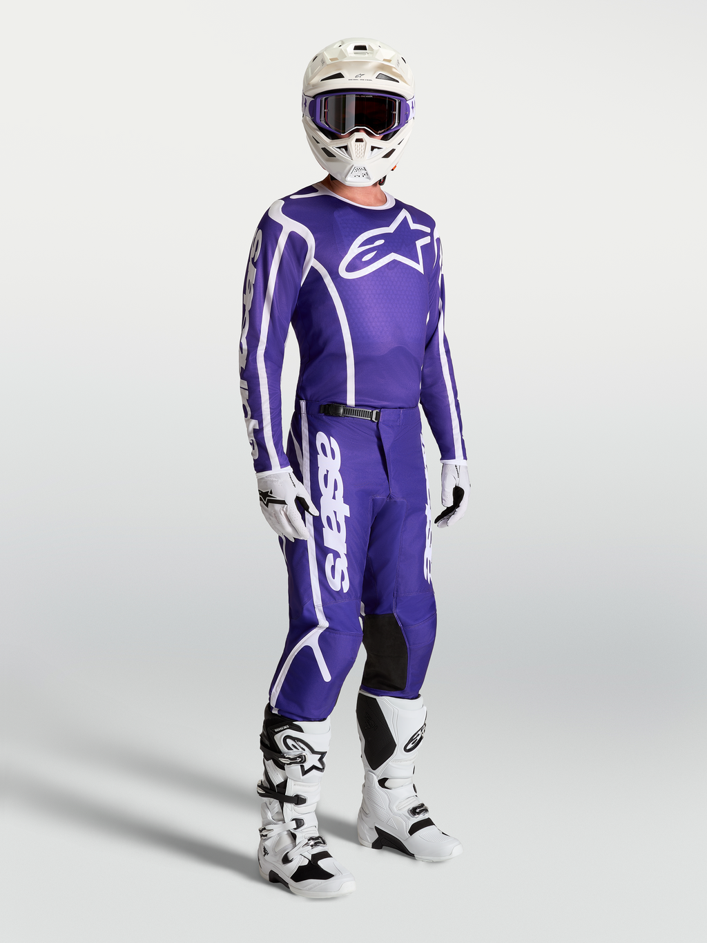 Alpinestars calças Fluid Apex V2, calças de motocross para homem, azuis e brancas, ajuste ergonómico 3D para off-road