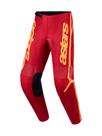 Alpinestars Calças Fluid Apex V2, calças de motocross para homem, vermelho e dourado, construção em polifabric 600D durável com painéis elásticos e corte ergonómico.