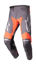 Alpinestars 2023 Racer Hoen Pants, calças de motocross, Magnet e laranja vivo, grandes logótipos de estrela brancos nas coxas, painéis interiores dos joelhos em pele preta, ajuste de cintura por catraca, construção durável para corridas todo-o-terreno