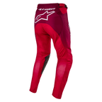 Alpinestars 2024 Racer Hoen Pants, calças de motocross, Vermelho Marte e Borgonha, vista traseira com grande logótipo Alpinestars branco no assento, construção de perna ergonómica pré-curvada, material têxtil durável para corridas todo-o-terreno