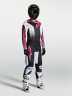 Alpinestars Calças Fluid Drag, calças de motocross pretas e brancas com detalhes em vermelho flúor, para homem.