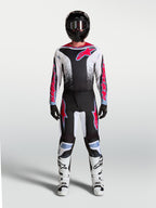 Alpinestars calças Fluid Drag para homem, pretas e brancas com detalhes vermelho fluo, ajuste ergonómico de motocross