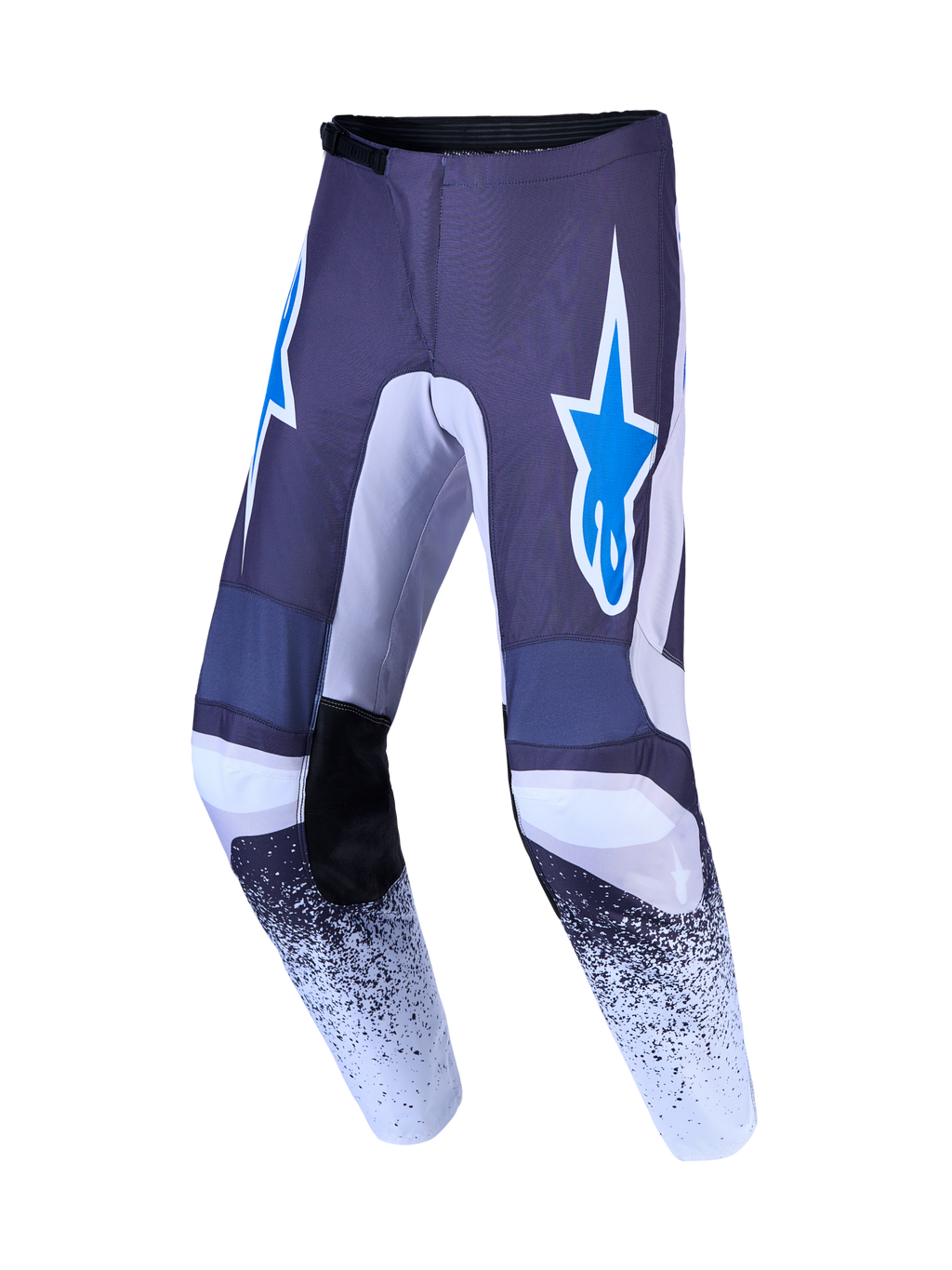 Alpinestars Fluid Drag, calças de motocross para homem, cinzentas e azuis, polifabric reforçado com logótipo de estrela.