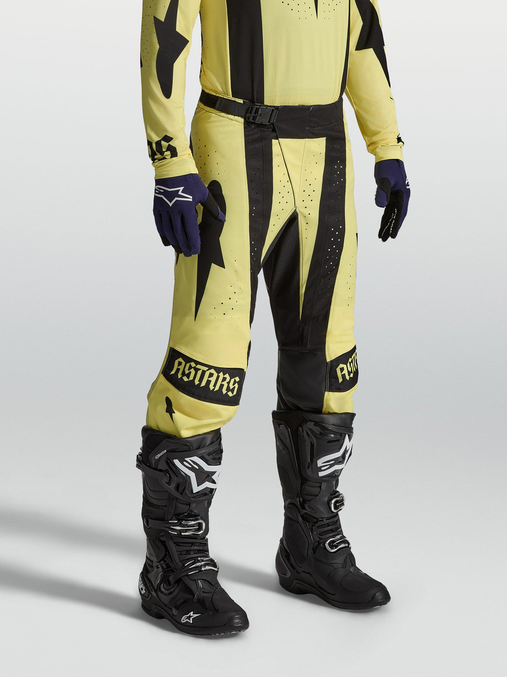 Alpinestars Techstar Atrox, calças de motocross para homem, amarelas e pretas, em ripstop elástico durável.