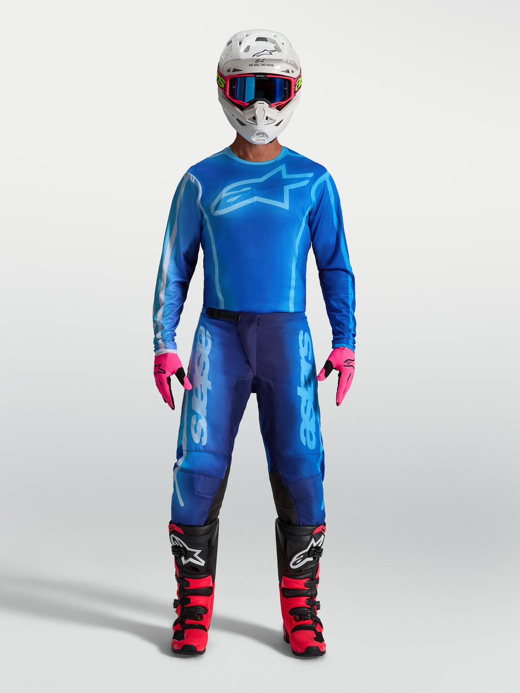 Alpinestars calças Fluid Kepler, calças de motocross para homem, azuis, em polifabric 600D durável com painéis elásticos.