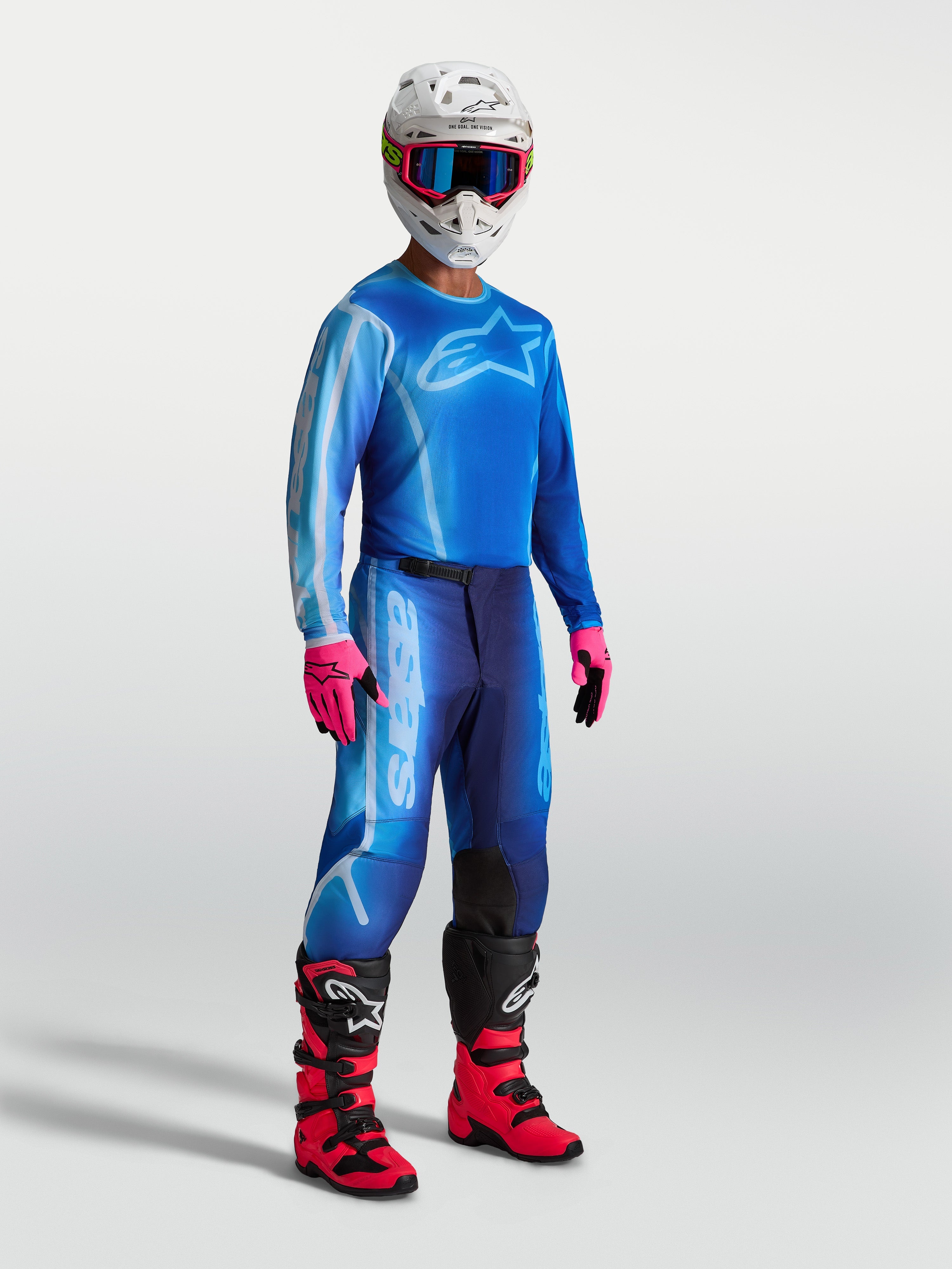 Alpinestars calças Fluid Kepler, calças de motocross para homem, azuis, chassis em polifabric 600D durável com pernas pré-curvadas e ajuste ergonómico para todo-o-terreno