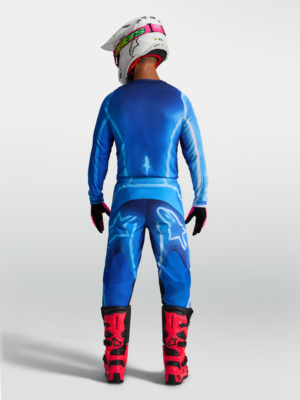 Alpinestars calças Fluid Kepler de motocross para homem, azuis, vista traseira, ajuste ergonómico em polifabric durável