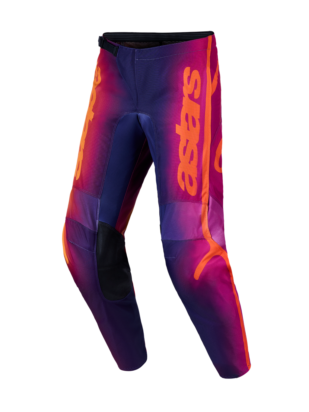 Alpinestars Fluid Kepler, calças de motocross para homem, roxas e laranja, com joelhos reforçados e padrão ergonómico 3D