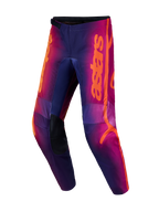 Alpinestars Fluid Kepler, calças de motocross para homem, roxas e laranja, com joelhos reforçados e padrão ergonómico 3D