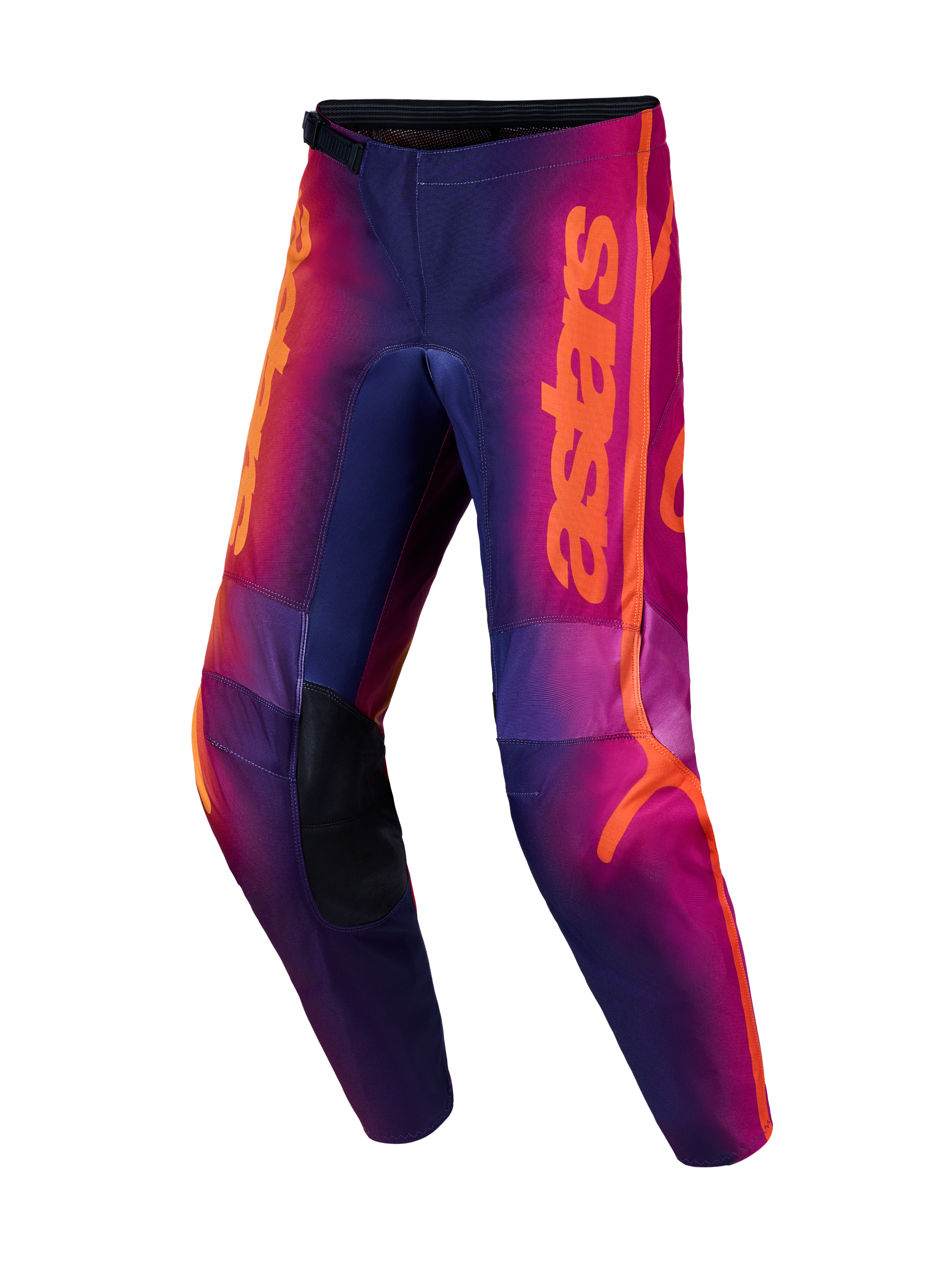 Alpinestars Fluid Kepler, calças de motocross para homem, roxas e laranja, com joelhos reforçados e padrão ergonómico 3D