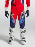 Alpinestars calças Supertech Dyna Juventude, de motocross para jovens, vermelhas e azul-marinho, com ajuste atlético premium.