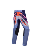 Alpinestars Supertech Dyna Juventude, calças de motocross roxas e rosa fluo, reforço de assento 600D, para jovens pilotos.