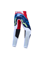 Alpinestars Calças Supertech Dyna Jovem e Gear Set, motocross, em vermelho, branco e azul-marinho, vista traseira.