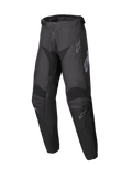 Alpinestars 2025 Youth Racer Graphite Pants, calças de motocross para jovens, pretas e cinzentas, equipamento de condução todo-o-terreno com áreas dos joelhos reforçadas e logótipos cinzentos subtis, design ergonómico e durável