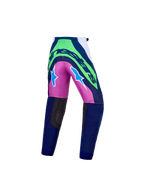 Alpinestars Supertech Maven Juventude, calças de motocross azuis, verdes e rosa, vista traseira, tecido rip-stop durável.