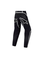 Alpinestars calças Fluid Apex V2 Jovem, calças de motocross pretas e prateadas, vista traseira com construção ergonómica.