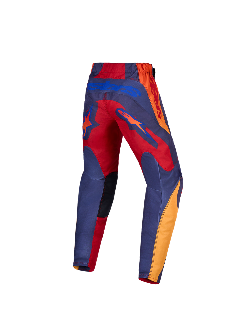 Alpinestars calças e conjunto Fluid Hunt juventude, equipamento de motocross em polifabric, vermelho e cinzento, vista traseira.