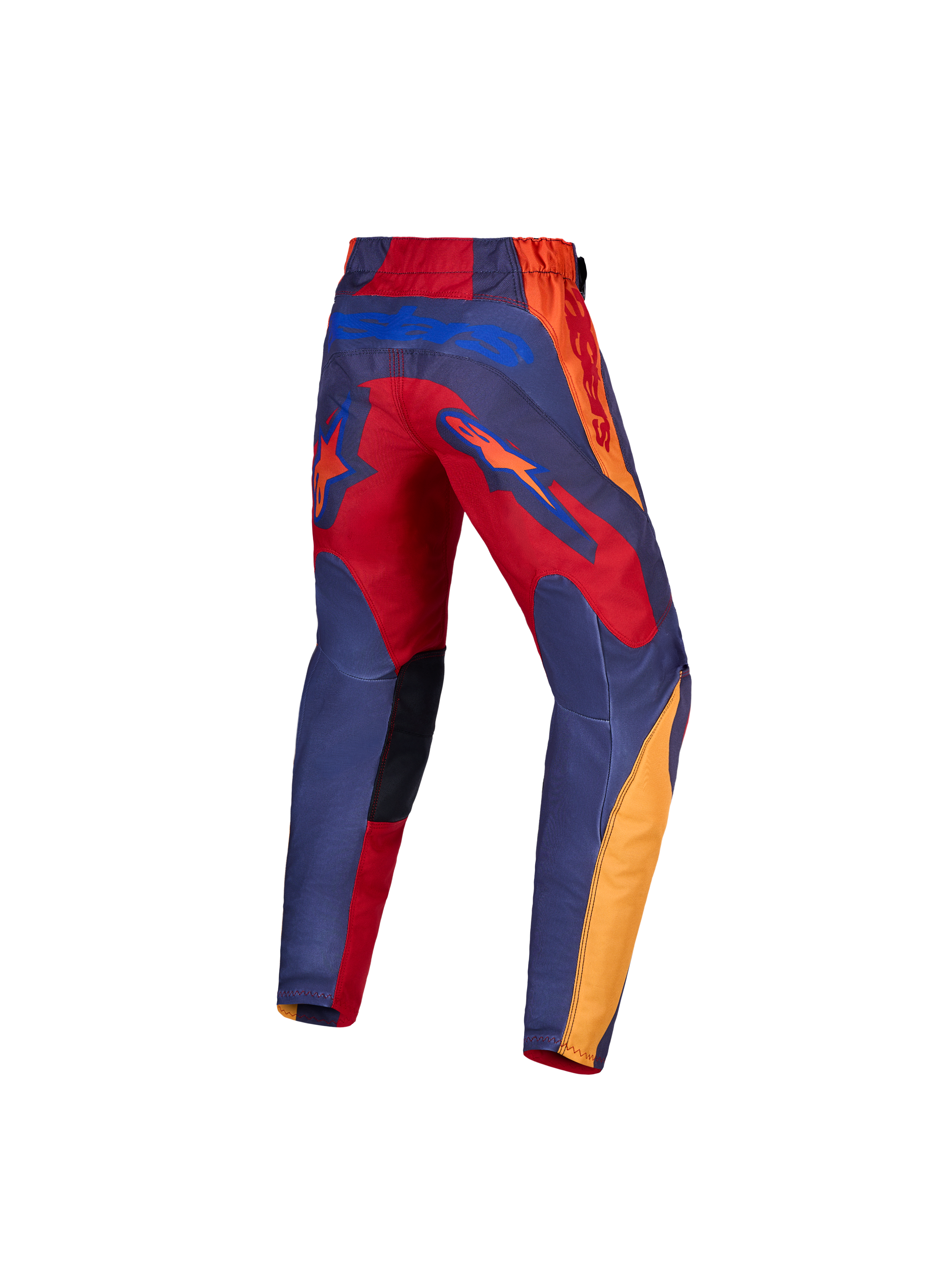 Alpinestars calças e conjunto Fluid Hunt juventude, equipamento de motocross em polifabric, vermelho e cinzento, vista traseira.