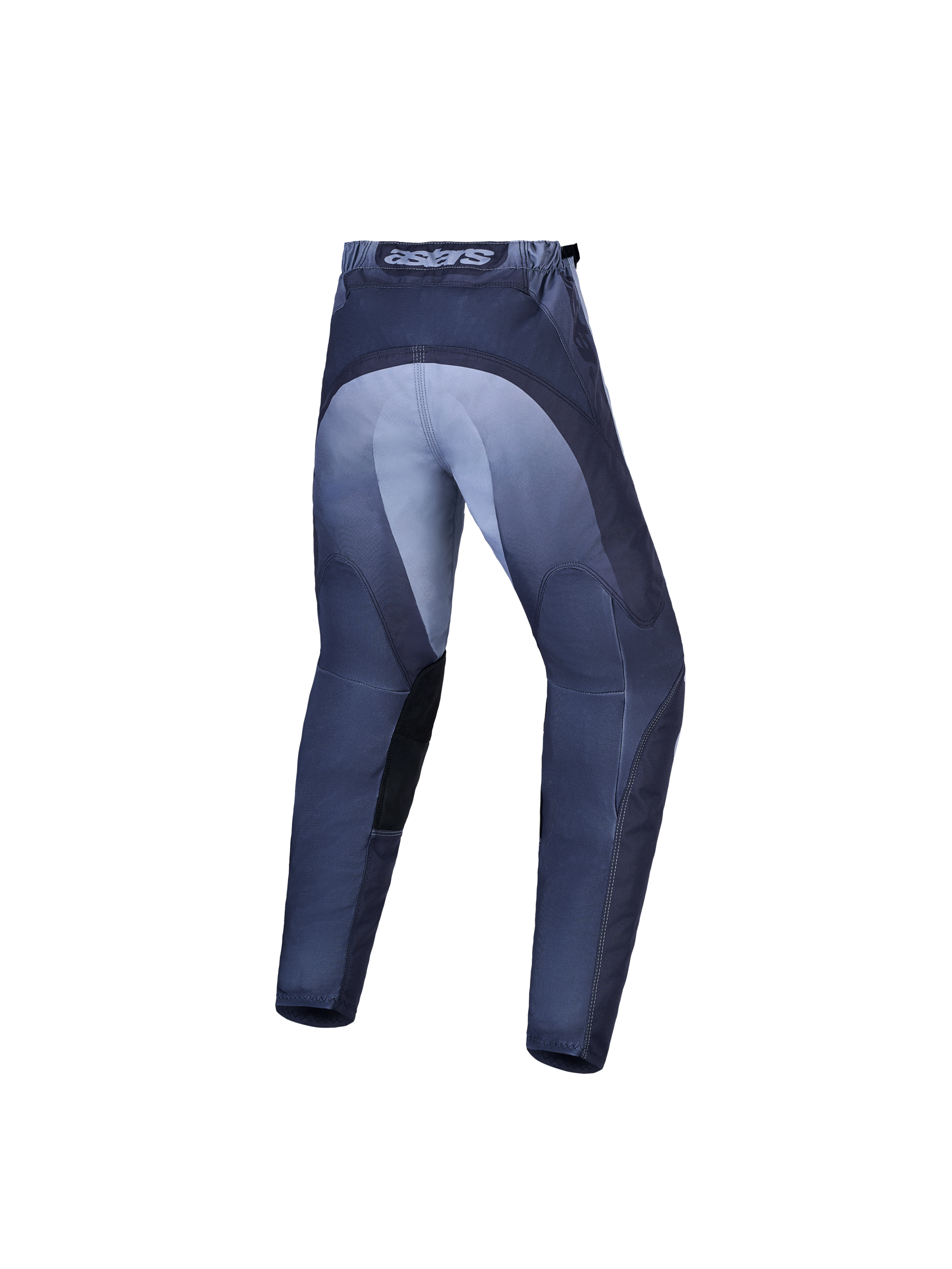 Alpinestars Calças Fluid Amber Jovem e Juventude Fluid Amber Gear Set, calças de motocross cinzentas e roxas com logótipo traseiro, assento reforçado e ajuste 3D.