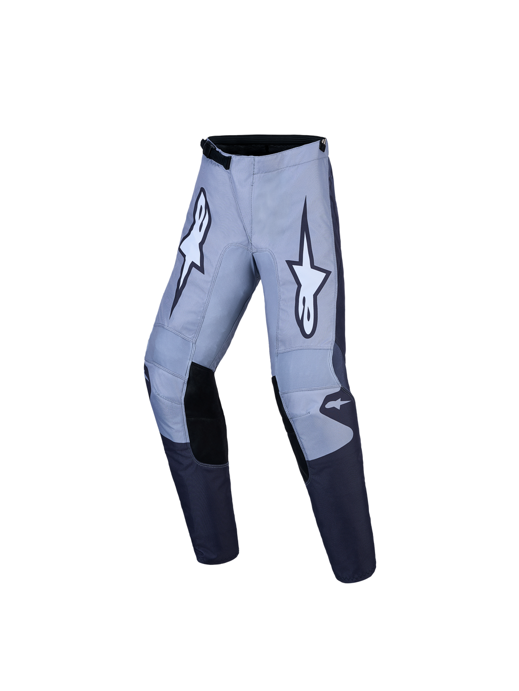 Alpinestars calças Fluid Amber Jovem, calças de motocross cinzentas e pretas para jovens, em politecido 600D resistente.